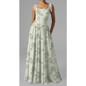 AW BRIDAL 8 M Pistachio Green Penoy Kristen wedding formal maxi dress NEW b22